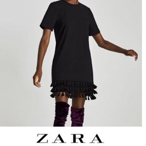 🌸 Zara Black Tassel Pom Dress